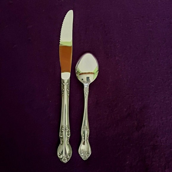 Easterling Valhalla Stainless Flatware Dinner/ Teaspoon & Table Knife Glossy - Picture 3 of 4